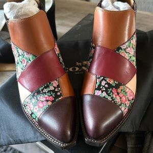 Coach patchwork booties